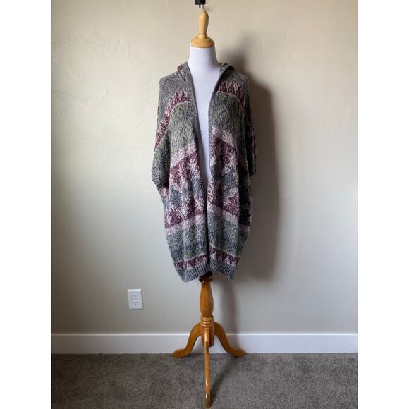 Tokyo Darling Oversized Hooded Long Slouchy Short Sleeved Open Cardigan- Sz M/L - Picture 5 of 9